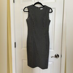 Calvin Klein Black and White Geometric Midi Dress